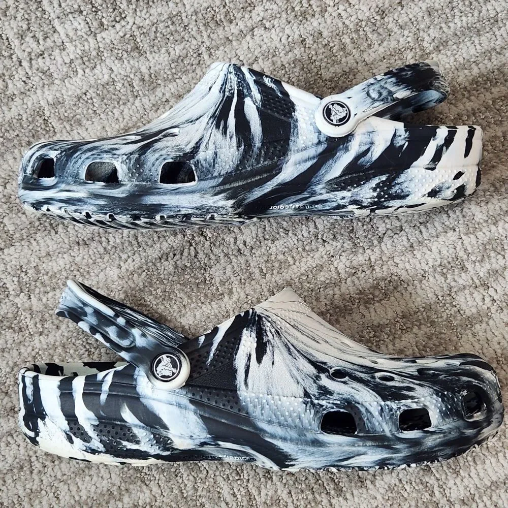 Crocs Classic Marbled Clogs black white 9 men 11 women